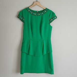 Kensie Emerald Green Peplum Dress in EUC